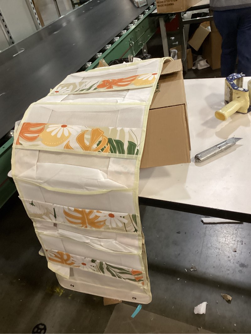 Condition photo showing Good Condition for Clastyle Flower Over the Door Organizer Leaf Nursery Hanging Storage Organizer for Women Girls Clothes Diaper Toy Closet Door Hanging Shelf Storage for Bedroom Bathroom Pantry, Brown, 5-Tier Brown 5-Tier