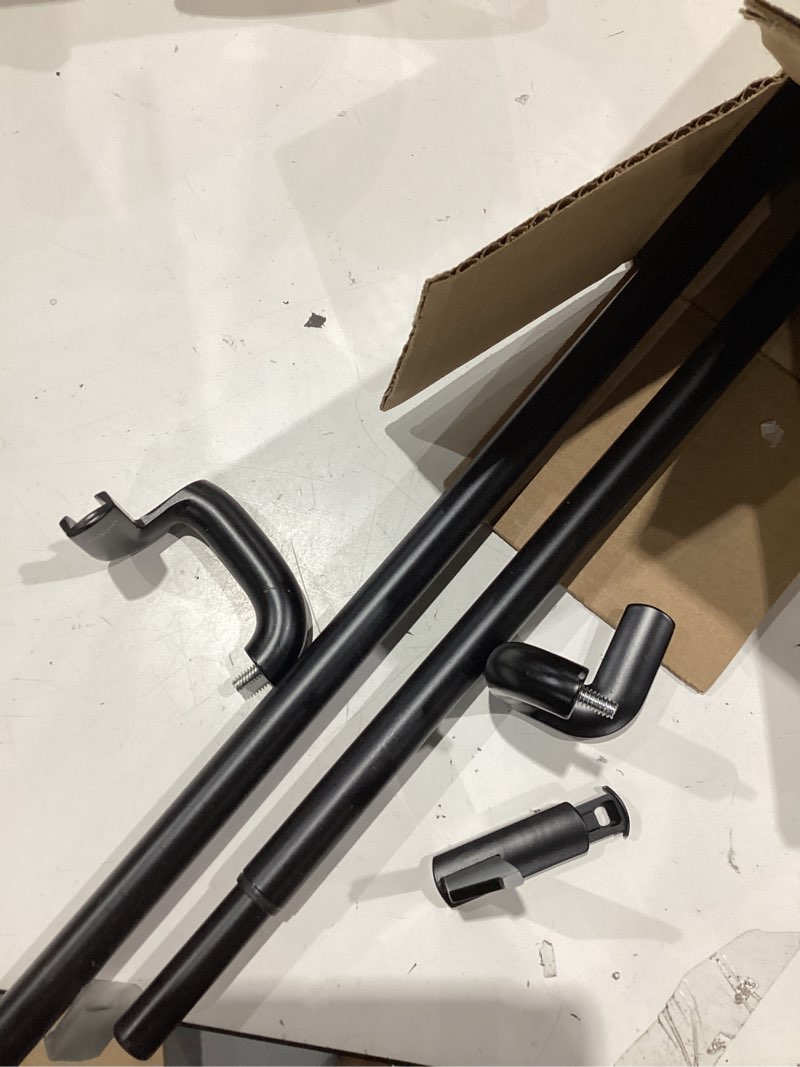 Condition photo showing As Is for umbra twilight curtain rod set – wrap around design ideal for blackout or room darkening panels, 66 to 144 inches, black black 66" to 144"