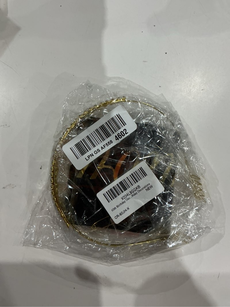 Condition photo showing New/Like New for 60th birthday decorations for woman with crown, sash, number candles for womens 60th birthday decorations 60th(gold black)
