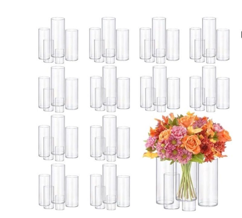 60pcs New & Improved Glass Vase Cylinder Vases for Centerpieces Small Flower Glass Clear Vases Home 