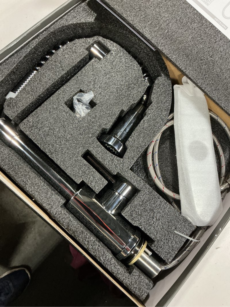 Condition photo showing New/Like New for VOTON Kitchen Faucets with Pull Down Sprayer, Modern Chrome High Arc Spring Farmhouse Sink Faucet with Dual Function Sprayer Faucet for Bar Rv Kitchen Laundry Utility