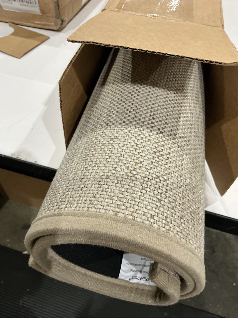 Condition photo showing New/Like New for lekeepgo door mat 17"x29", non slip door mat indoor entrance, rubber backing indoor door mats washable absorbent low-profile doormat front entryway entry resist dirt inside door mats, khaki 1'5" x 2'5" (rectangular) khaki