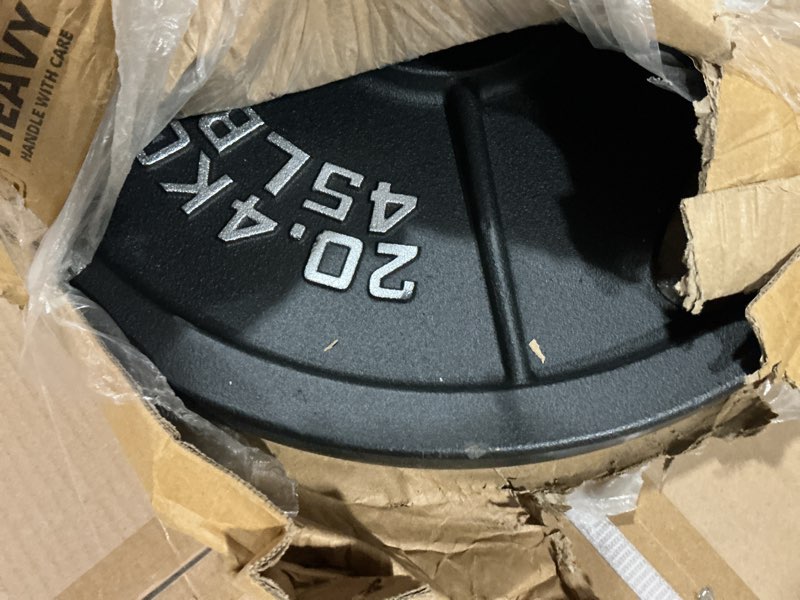 Condition photo showing Good Condition for ( similar)SPART Weight Plate 2-Inch Rubber Coated Olympic Grip Plate for Barbell,Solid Cast Iron Weight Plates in Pairs or Single for Strength Training,Weightlifting,Crossfit,Home Gym(5LB/10LB/25LB/35LB/45LB)