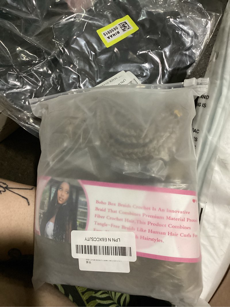 Condition photo showing New/Like New for boho crochet braids pure protein fiber close to human hair 18 inch goddess box braids with soft curls bohemian braids crochet hair for black women (18inch,#27) 18 inch (pack of 7) #27