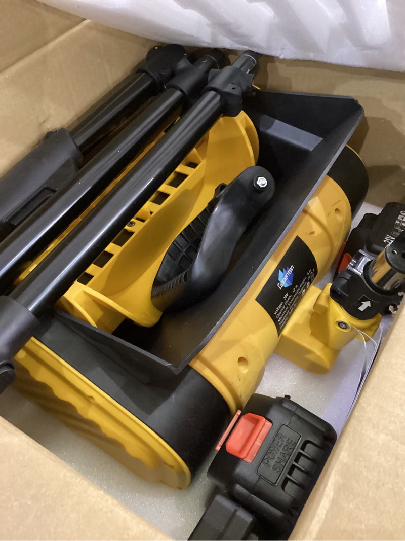 Condition photo showing New/Like New for Cordless Snow Shovel, 12 Inch Electric Snow Shovel with 2×4.0Ah Batteries & Charger, 26FT Throw, Detachable 3-Section Pole & Adjustable Handle, for Driveway, Patio, Deck