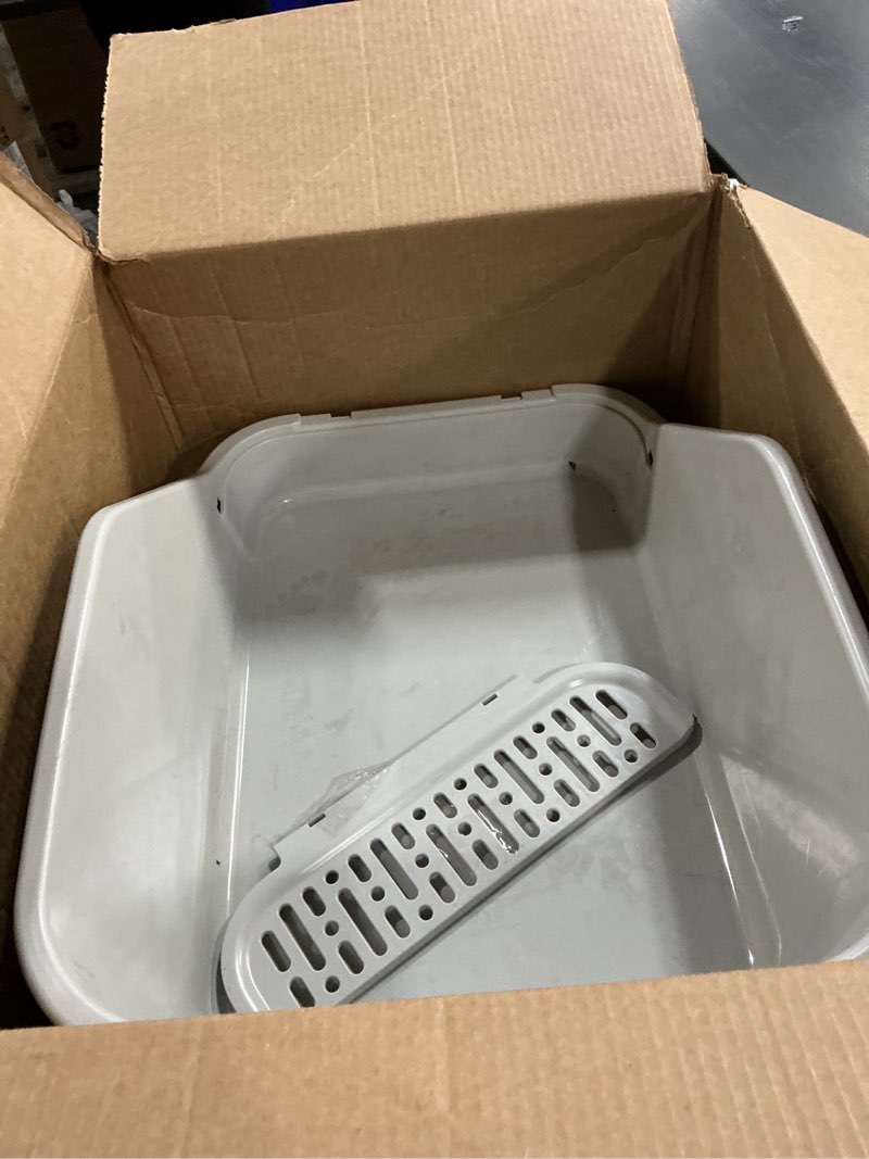 Condition photo showing As Is for SpaceTime Large Cat Litter Box with High Sides,Cat Boxes for Indoor Cats,Cat Litter Pan for Kitty,Litter Box with Low Entry,Easy to Clean,Anti-Splashing(Grey)