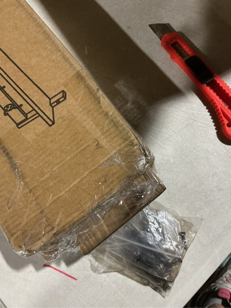 Condition photo showing As Is for BAMEOS Wall Mounted Coat Rack with Adjustable Easy Install, Rust Proof, Brown Wooden Material, 28.9 Inch Length Brown-28.9IN with shelf