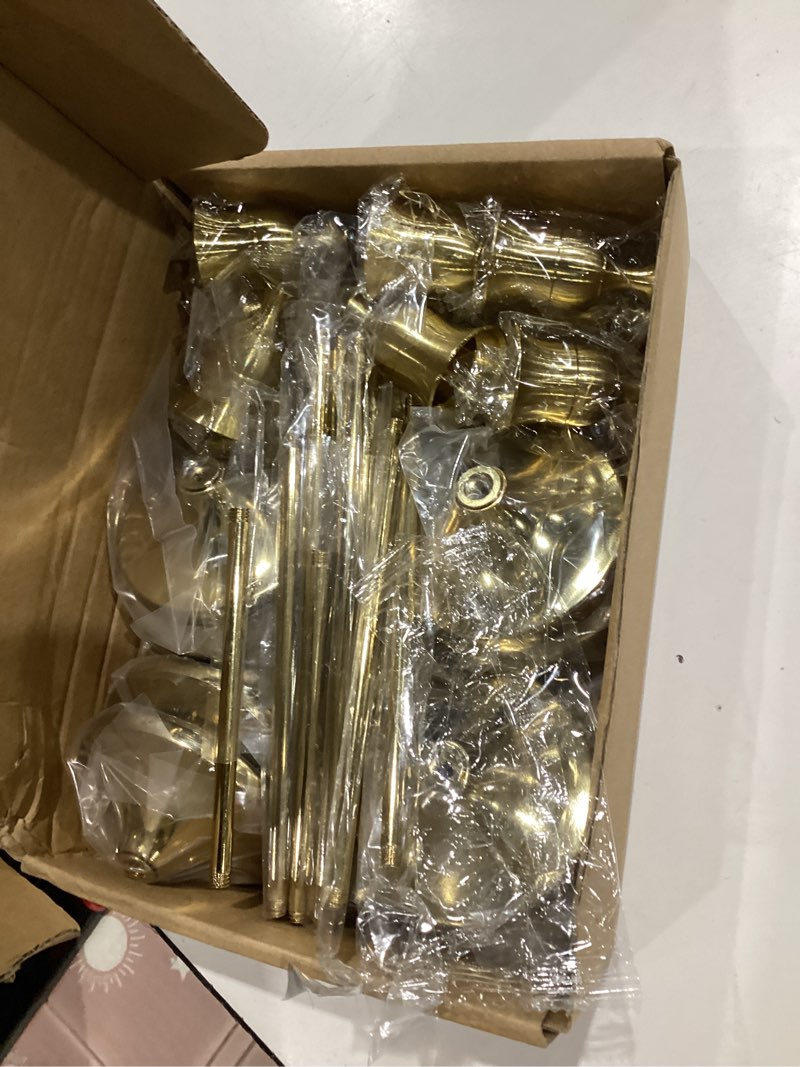 Condition photo showing Good Condition for 12 pcs gold candlestick holders, vintage metal candle holders taper candle stands, tall golden brass tapered candle holder for wedding tables centerpieces decor