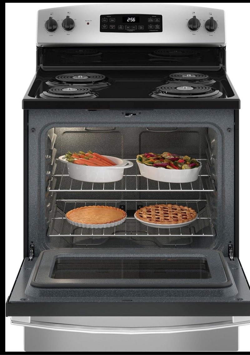 ge 30 in. 4 burner element free-standing electric range in stainless steel jb256rtss