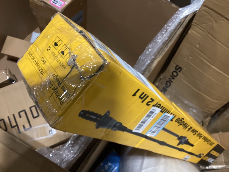 Condition photo showing Good Condition for 2-in-1 cordless pole saw & hedge trimmer compatible with dewalt 20v max battery, 18" dual-action blade & 8" pole saw attachment, sectional extension pole up to 16 ft, tree trimmer (tool only) gray