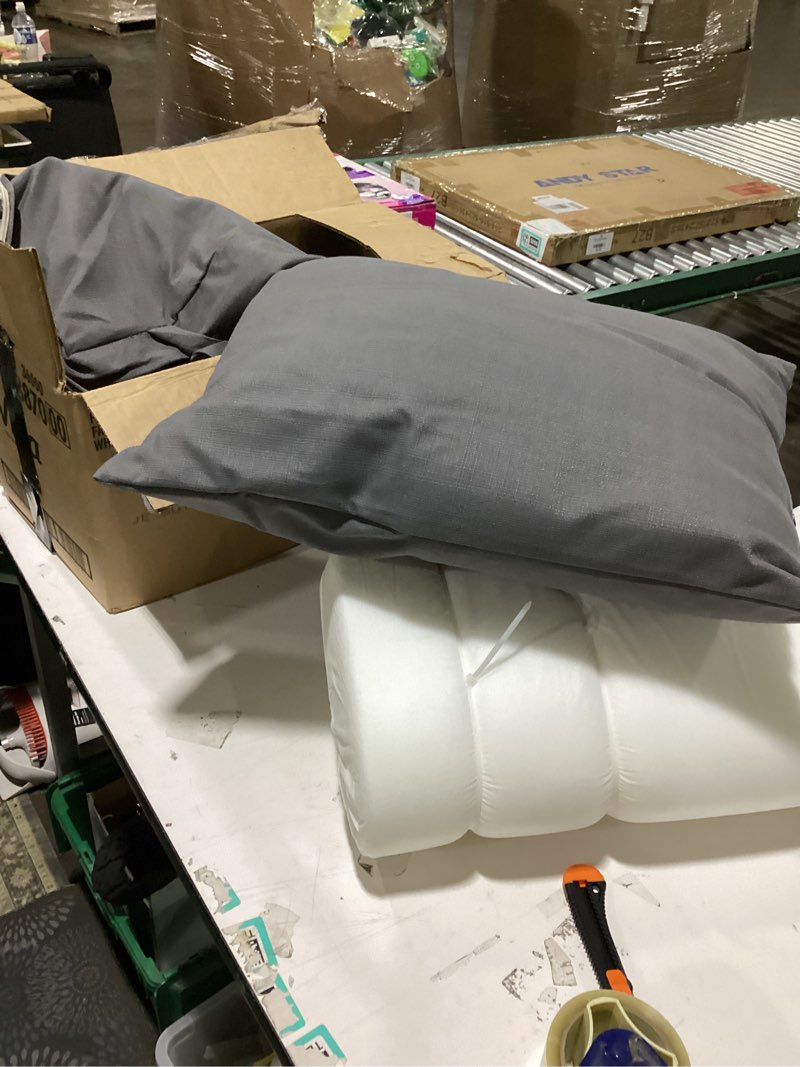 Condition photo showing As Is for merax outdoor bean bag chairs, 48" l lounger chair for adults bean bag couch sofa with foam filled for patio pool balcony & desk, water-repellence fabric outside beanbag chair, light grey 48"l light grey