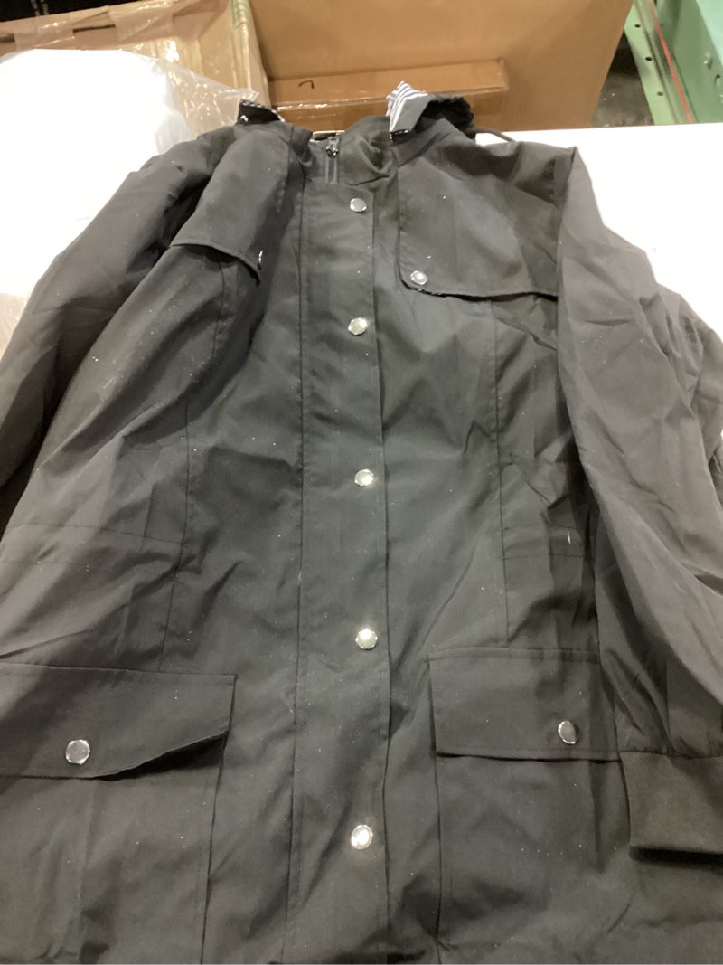 Condition photo showing Good Condition for Bloggerlove Women's Rain Coats Waterproof Rain Jacket Lightweight Outdoor Hooded Trench Coats Black XXL