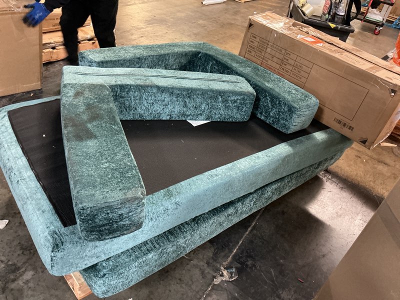 Condition photo showing As Is for B-sf1039 green convertibe sectional sofa ( similar to )