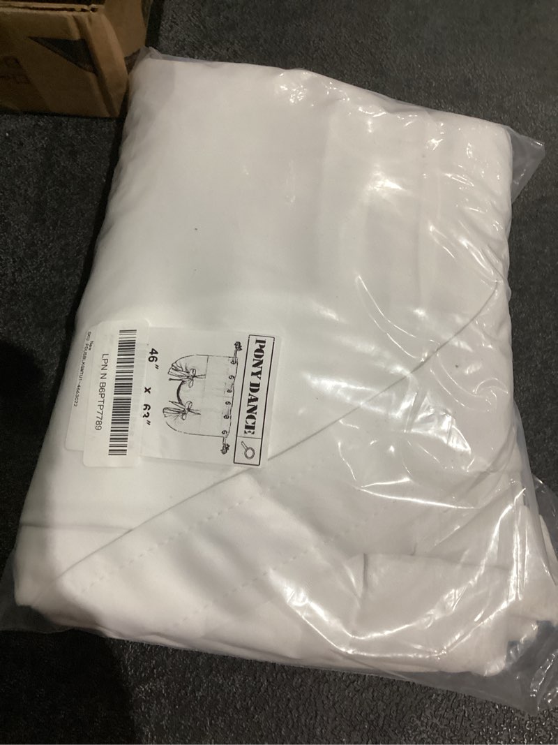 Condition photo showing Good Condition for Pony Dance Tie Up Curtain - Small Kitchen Curtains and Valances Set Adjustable Grommet Top Roman Shades for Window Home Decoration, 1 Panel, W 46 x L 63 in, Pure White 46"W x 63"L (Pack of 1) Pure White