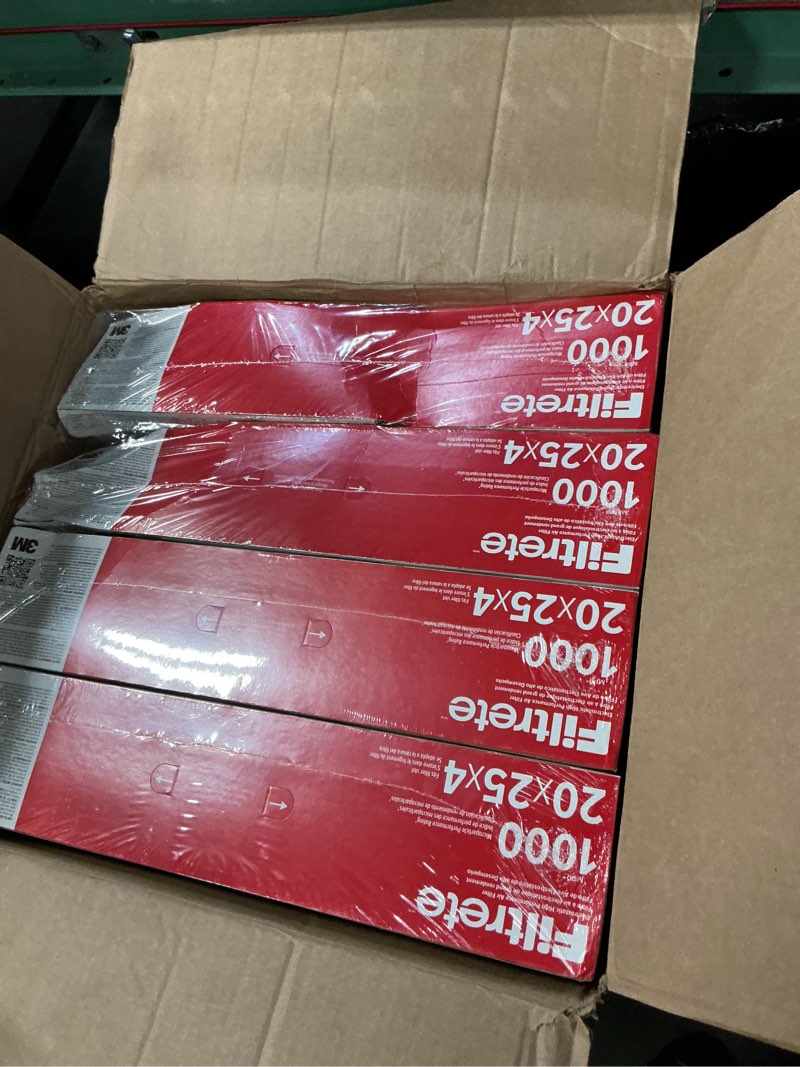 Condition photo showing Good Condition for Filtrete 20x25x4 AC Furnace Air Filter, MPR 1000, MERV 11, Fits Honeywell & AprilAire Space-Gard, Allergen Defense, Electrostatic Air Cleaning Filter, 4-Pack (actual size 19.88 x 24.63 x 4.31)