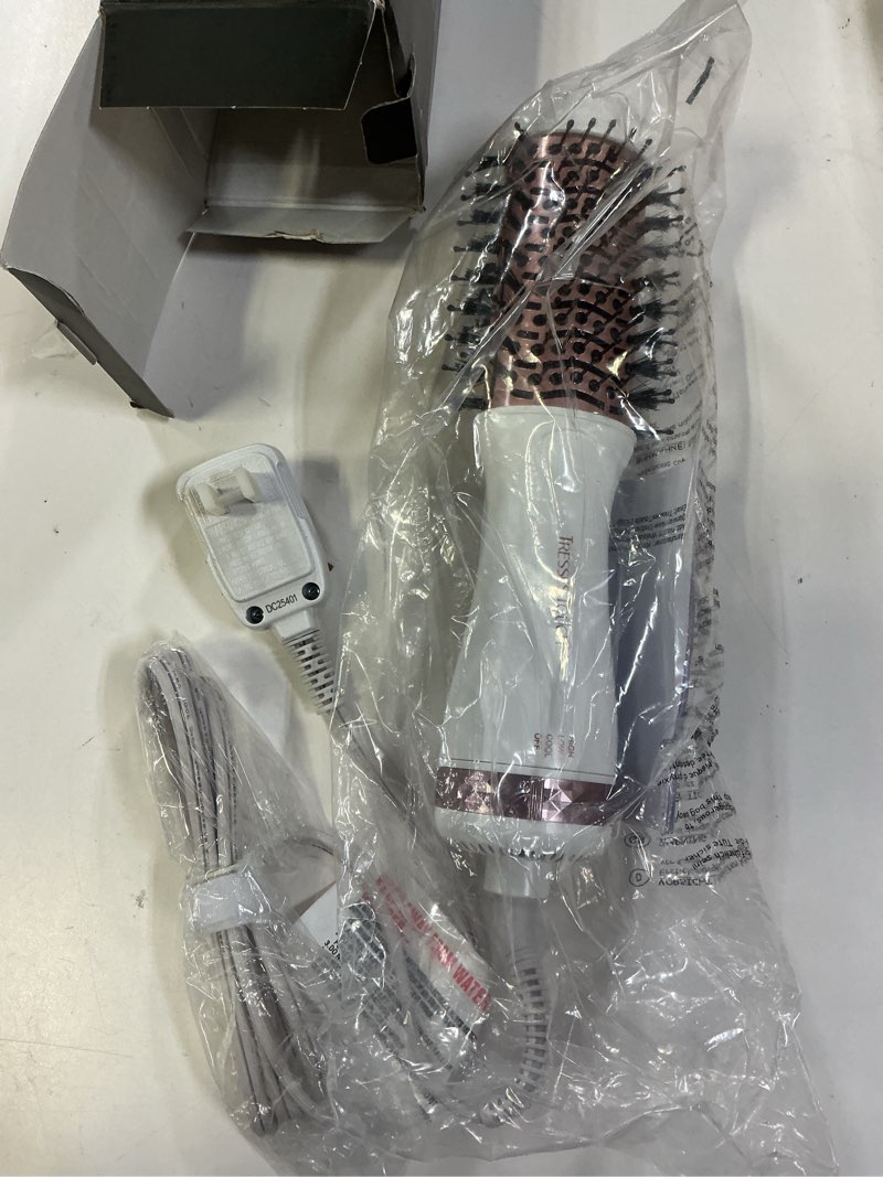 Condition photo showing Good Condition for travel blow dryer brush in one, 4-in-1 mini hair dryer brush 2 inch oval nano titanium hot air brush, lightweight & portable hair styler/volumizer/straightener/curler, 3 temps/2 speeds, white