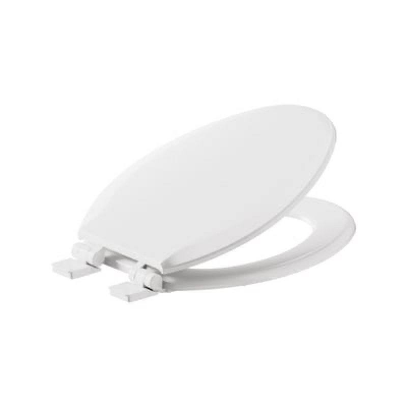 american standard bedminster wood white elongated soft close toilet seat