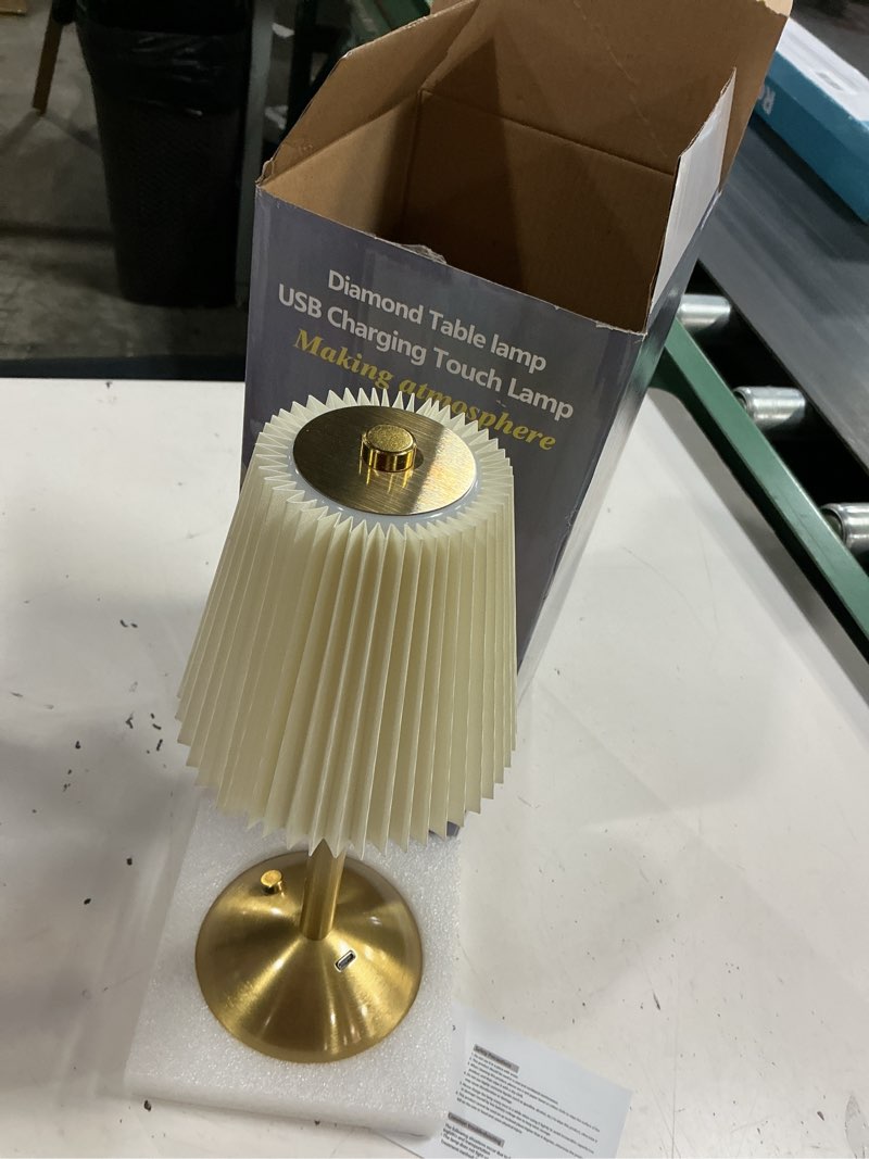 Condition photo showing Good Condition for liliful 1 pcs cordless table lamp rechargeable touch led small gold portable battery operated usb-c desk lamp 3 color dimmable for bedroom living room dining (gold,beige cloth style) gold beige cloth style