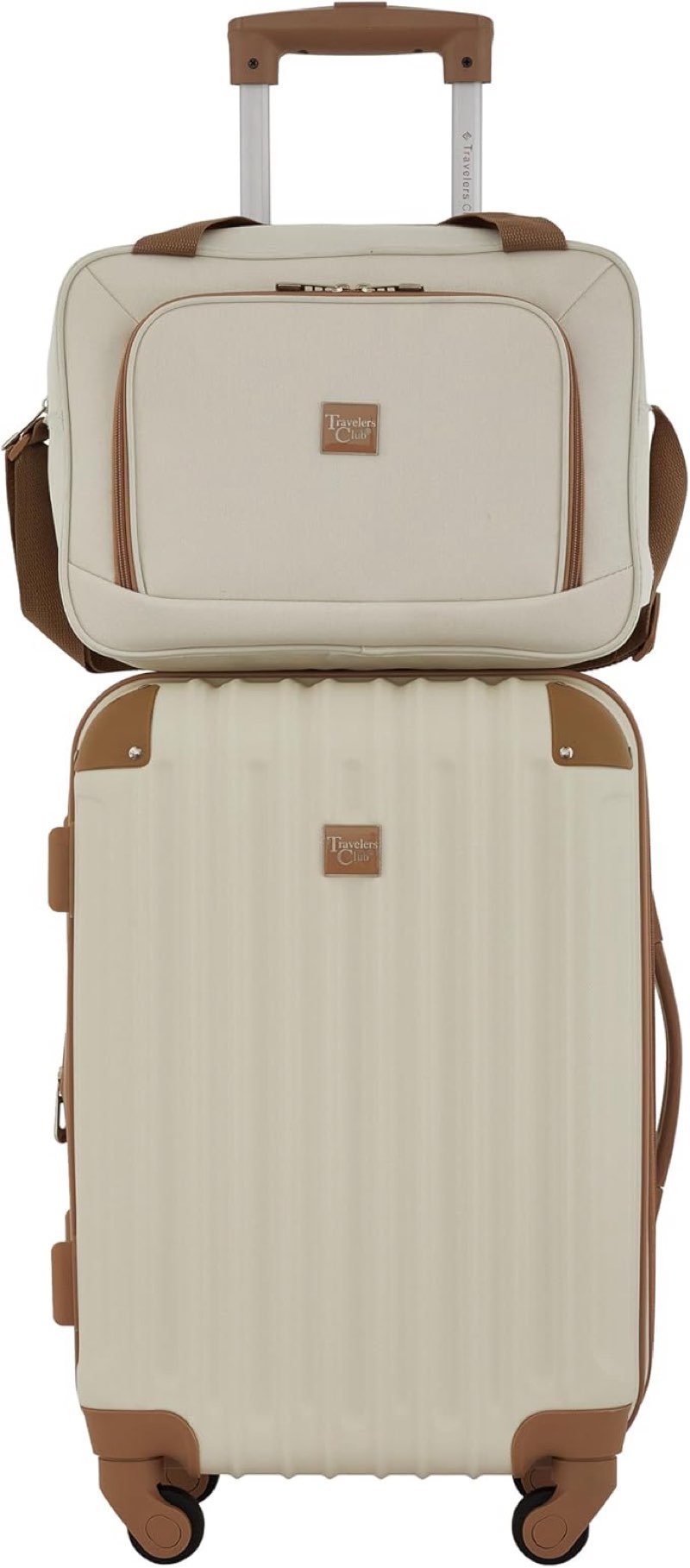 Travelers Club Midtown Hardside Luggage Travel, Vanilla,2 Piece Set