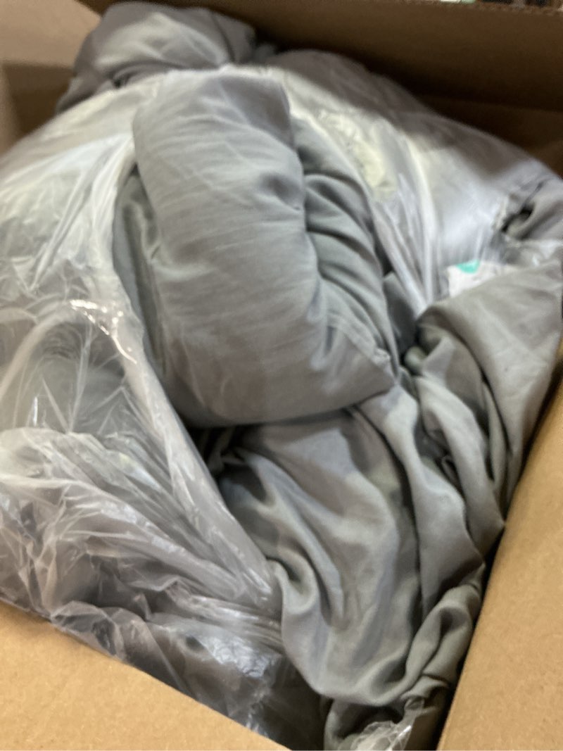 Condition photo showing As Is for Bedsure King Size Comforter Set, Grey Soft Prewashed Bedding for All Seasons, 3 Pieces GentleSoft™ Warm Down Alternative Bed Set, 1 Lightweight Comforter (104"x90") and 2 Pillowcases (20"x36") King(104"x90") 26 - Grey