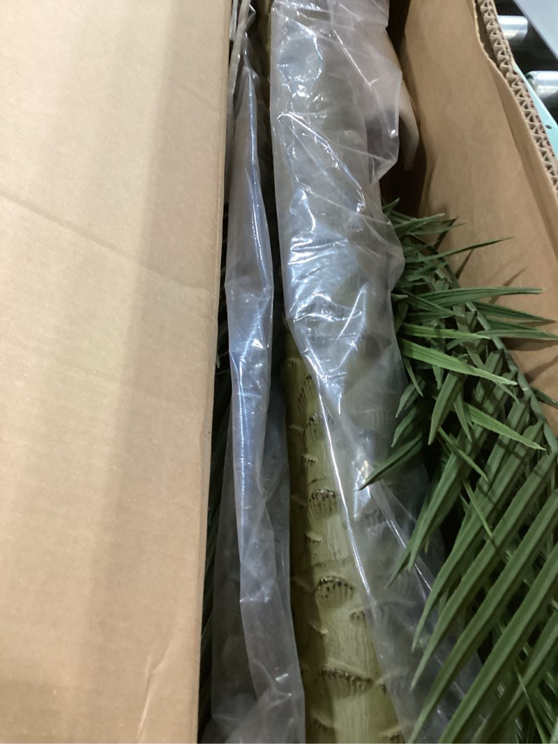 Condition photo showing Good Condition for 4ft artificial palm tree - tropical faux golden cane palm tree uv resistant tall fake plant indoor with black pot for home office living room indoor outdoor decor housewarming gift 1 4ft