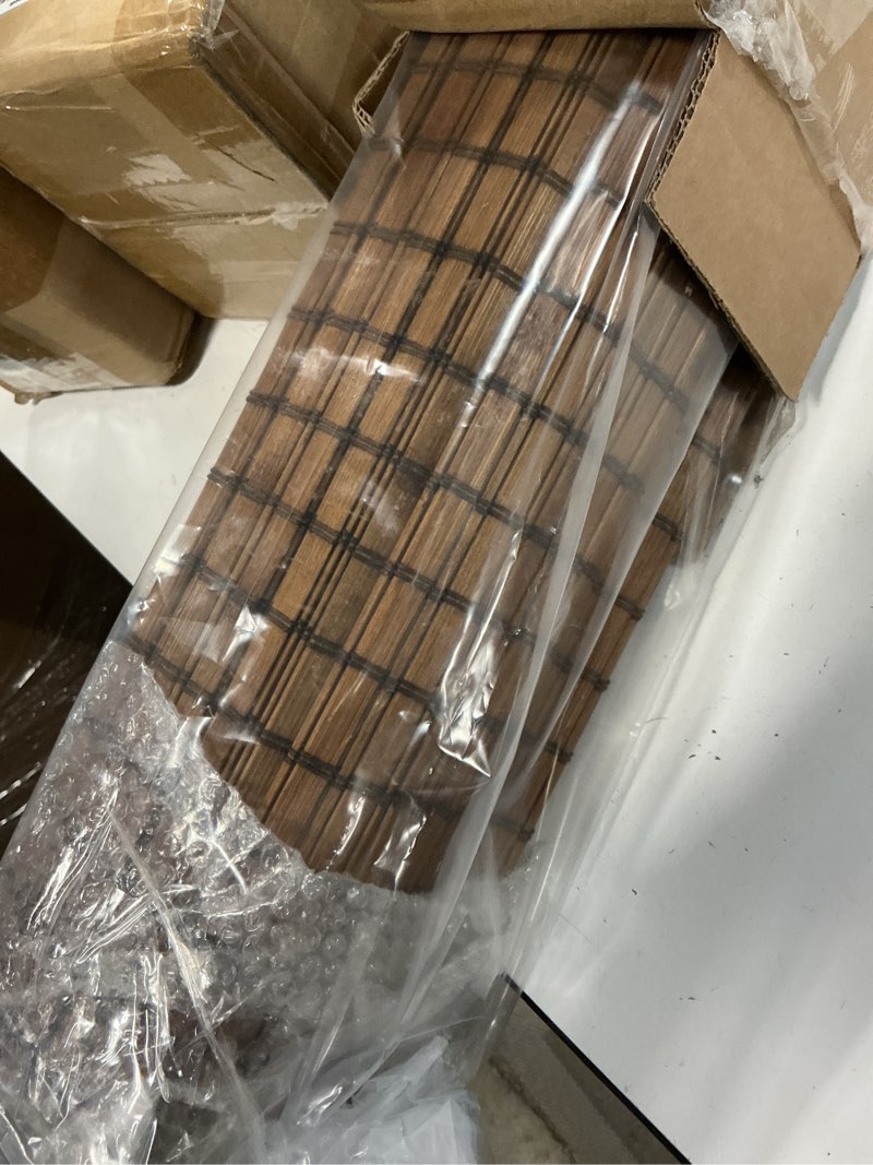 Condition photo showing Good Condition for Cordless Bamboo Roman Shades for Windows, 100% Blackout Backing Fabric for Light Blocking, 28" W × 64" H - Penang Teak Blackout - Penang Teak 28" W × 64" H