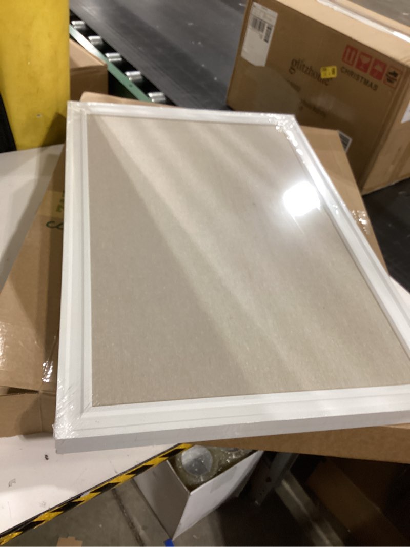 Condition photo showing As Is for Colarr 2 Pcs Bulletin Board 30 x 20 Inch with Frame Decorative Large Wall Mounted Notice Pin Board with Push Pin for Home Office School Picture(White)