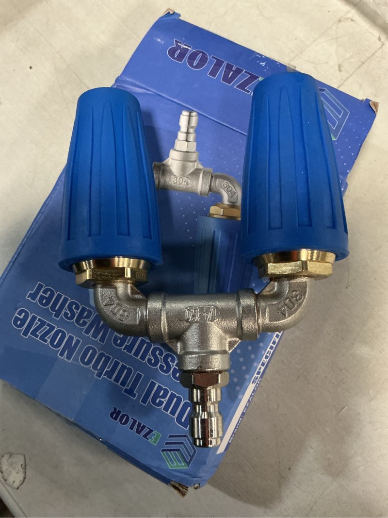 Condition photo showing Good Condition for dual turbo nozzle pressure washer, 360°rotating turbo nozzle with 1/4" quick connector, 2.0 orifice twin turbo nozzle, 4-6 gpm, 4000 psi 4 gallons