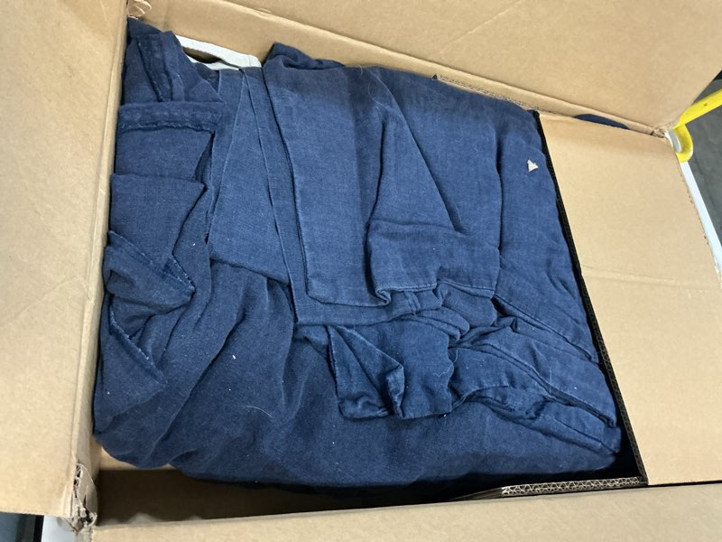 Condition photo showing As Is for quince european linen duvet cover, full/queen, navy