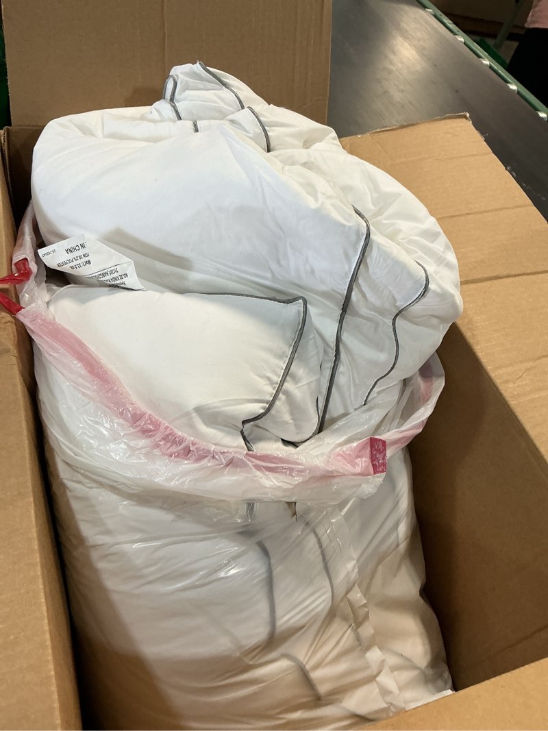 Condition photo showing As Is for luxury goose feather down pillow standard size set of 2,premium 3-chamber bed pillows for deep sleep,900+ fill power,400 count cotton shell,hotel quality pillow for side, back sleepers,20" x 26" standard?pack of 2?