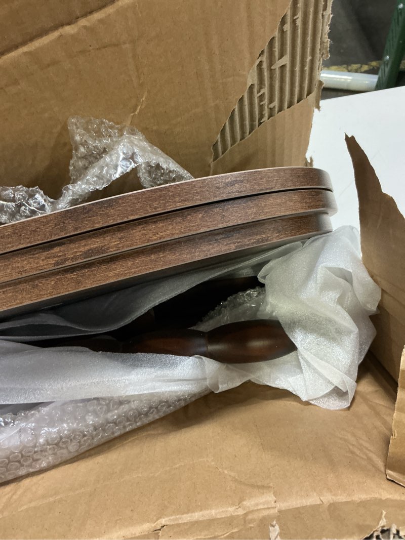 Condition photo showing As Is for MaxSmeo Side Table, 3-Tier Small End Table, Modern Oval Night Stand Accent Table for Living Room, Bedroom, Rustic Brown