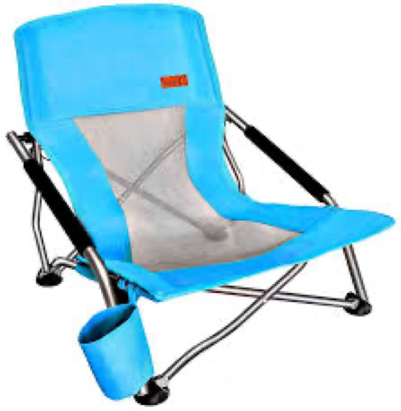 Nice C Low Beach Camping Folding Chair, Ultralight Backpacking Chair with Cup Holder & Carry Bag Com