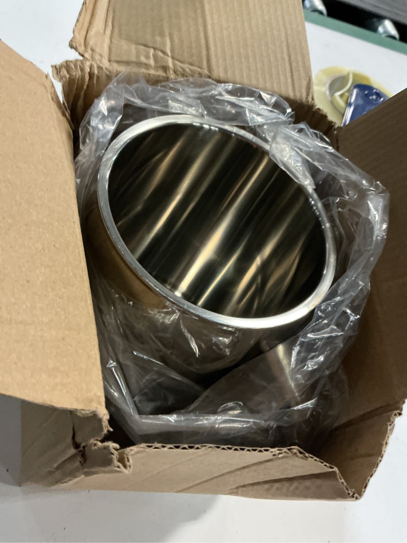 Condition photo showing Good Condition for insulated beer stein, 32oz stainless steel double walled beer mug giant bar drinkware metal beer cup with big grip handle (32oz 1pack) silver-1 pack 32 ounces