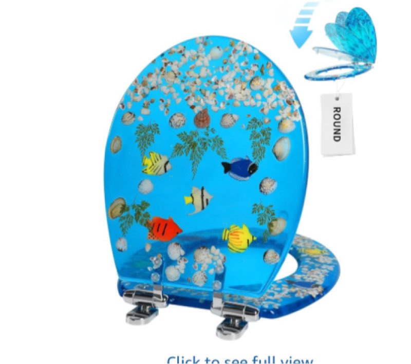 angol shiold black round resin toilet seat soft close quick release metal zinc alloy hinge easy to install also easy to clean, decorative acrylic seats (17 inch, black starlight glitter)
