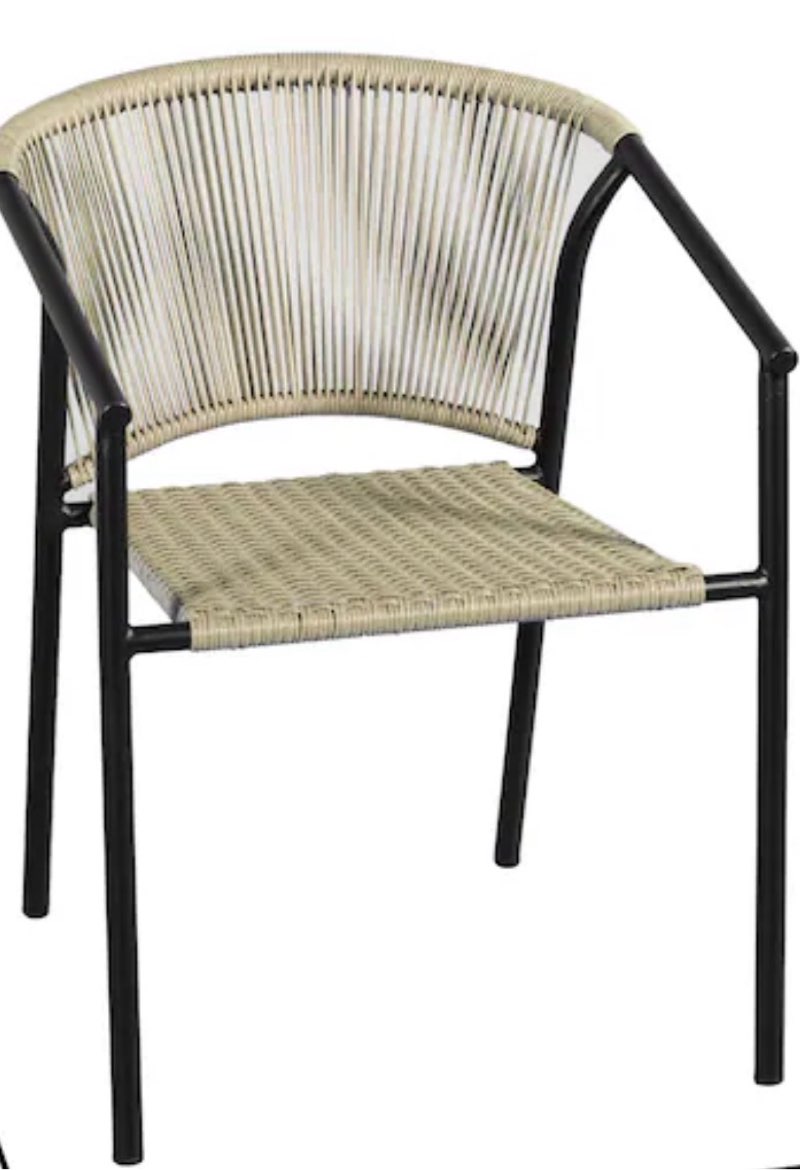 style selections (2-pack) pelham bay wicker stackable matte black steel frame stationary