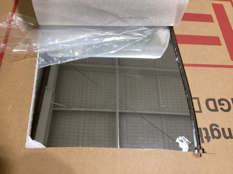 Condition photo showing As Is for arched full length mirror, 76"x34" large floor mirror, full body mirrors for leaning or hanging, standing mirrors for bedroom, living room,dressing room, aluminum alloy frame, black 76"l x 34"w black