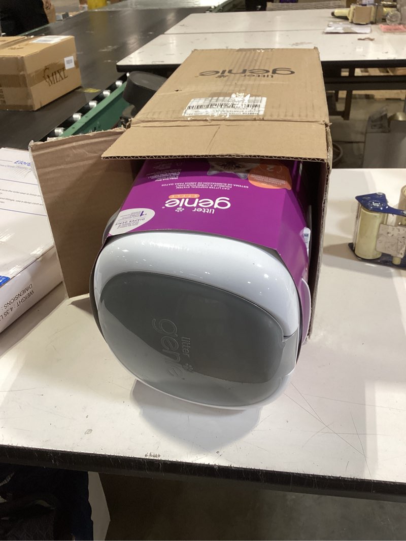 Condition photo showing Good Condition for litter genie style pail cat litter box waste disposal system for odor control includes 1 square refill bag white