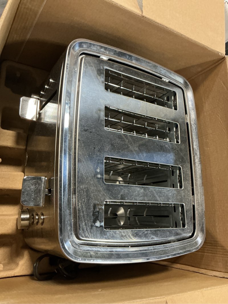 Condition photo showing Good Condition for GE Stainless Steel 4 Slice Toaster | Extra Wide Slots for Bagels, Breads, Waffles & More | 7 Shade Options | Countertop Kitchen Essentials | 1500 watt 4-Slice Stainless Steel