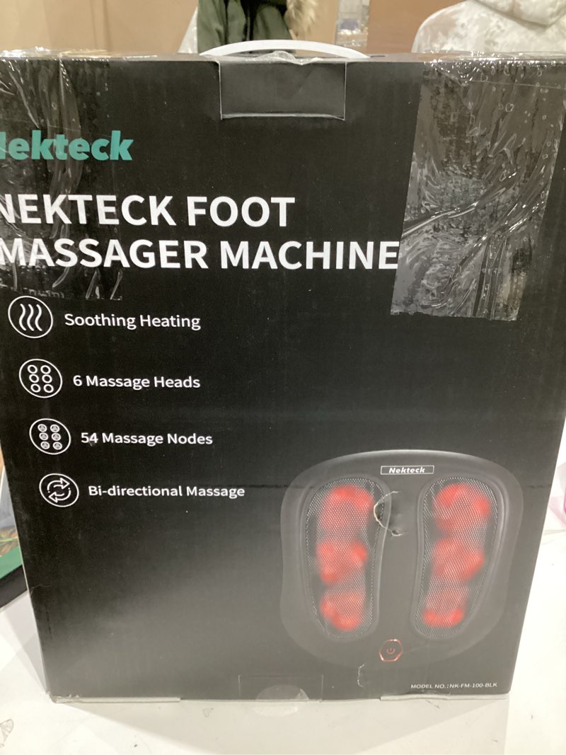Condition photo showing New/Like New for Nekteck Foot Massager with Heat, Shiatsu Heated Electric Kneading Foot Massager Machine for Neuropathy, Plantar Fasciitis, Feet Massage for Pain Relief, Circulation, Valentines Gifts for Man Woman Her Black