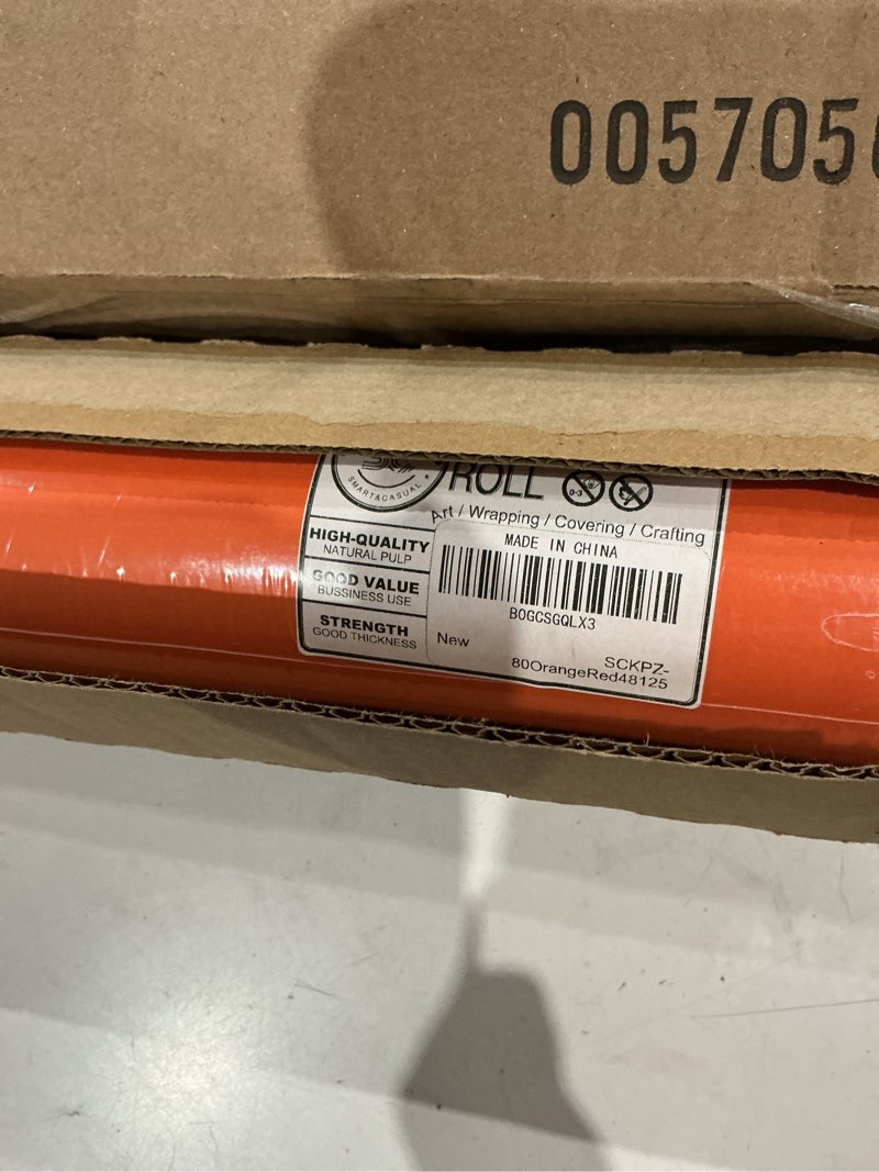 Condition photo showing Good Condition for smart&casual 15" x 450" (37.5') kraft paper roll for art craft supplies gift wrapping moving packing painting drawing paint easel poster chart paper (orangered, 15" w x 450" l (37.5')) orangered 15"w x 450"l ( 37.5' )