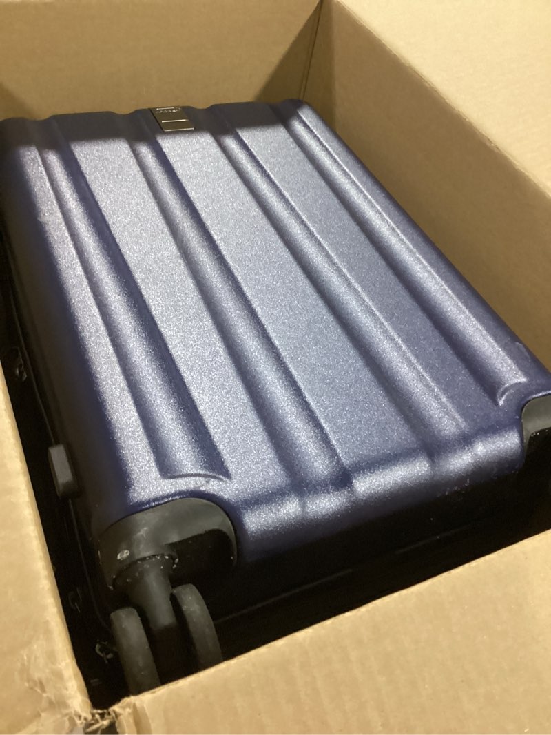 Condition photo showing As Is for KROSER Hardside Expandable Carry On Luggage with Spinner Wheels & Built-in TSA Lock, Durable Suitcase Rolling Luggage with USB Port, Carry-On 20-Inch, Navy Blue