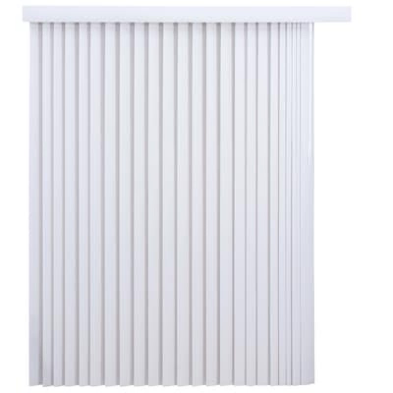 project source light filtering vertical 3.5-in slat width 78-in x 84-in cordless white vinyl light filtering vertical blinds 