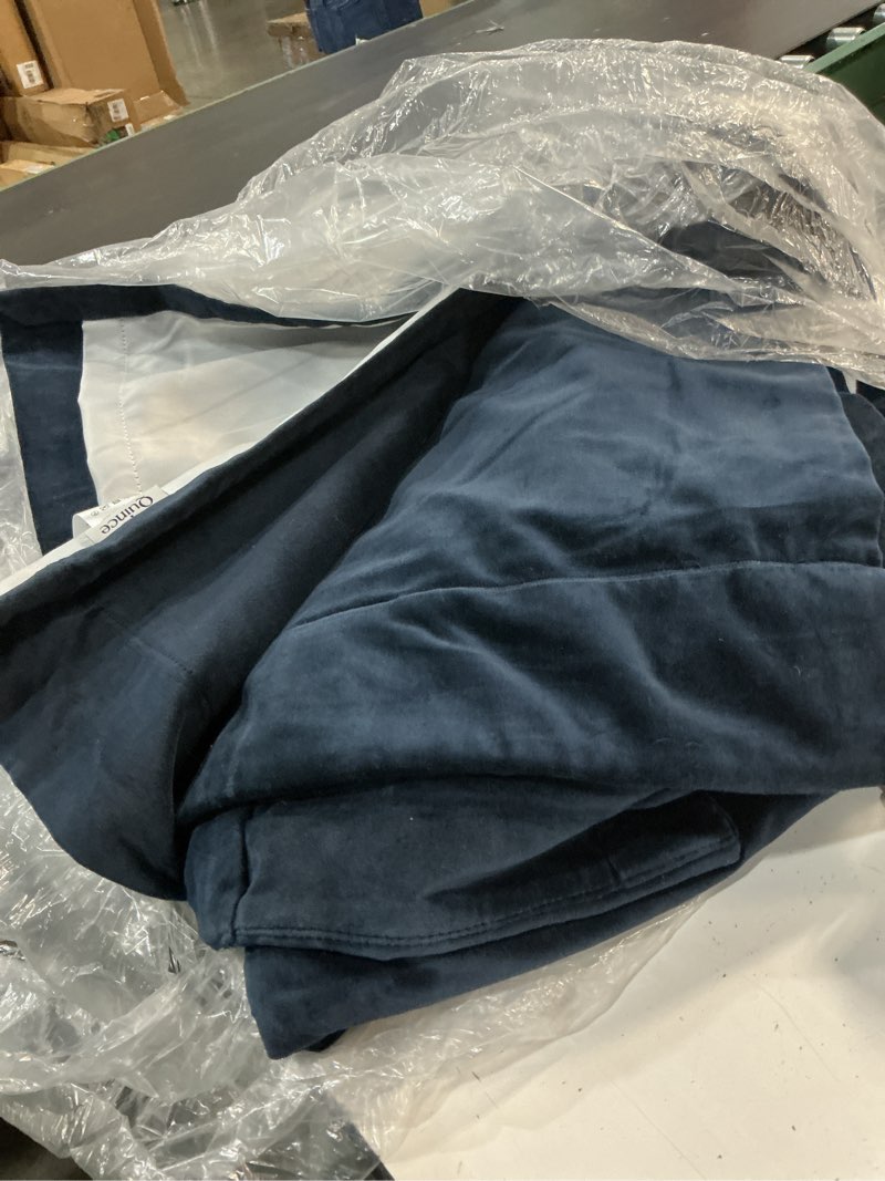 Condition photo showing Good Condition for quince cotton velvet curtain - single panel color: navy 48in x 84in 