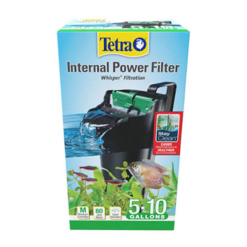 Medium Tetra Whisper Internal Filter 5 to 10 Gallon, with Air Pump, for Aquariums