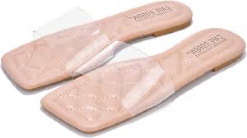 Cape Robbin Women's Transparent Slide Sandals - Slip-On Mule Shoes (Keko) - Nude Size 8.5