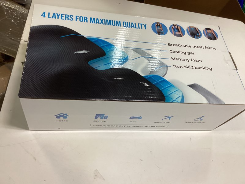 Condition photo showing New/Like New for Seat Cushion, BodySync™ Technology with Non-Slip Gel & Memory Foam for Tailbone, Sciatica & Back Pain Relief, Office Chair Cushion, Car Seat Cushions for Driving (Dark Grey Blue)