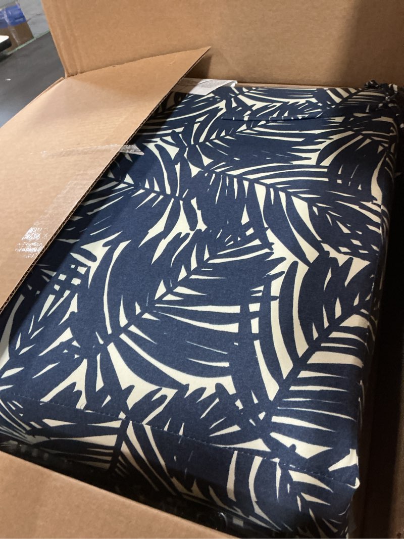 Condition photo showing Good Condition for arden earthfiber outdoor deep seat cushion set, 24 x 24, rain-proof, fade resistant, deep seat bottom and back cushion for chair, sofa navy blue king palm polyfill navy blue king palm 1 pack