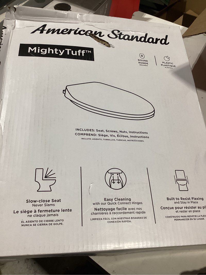 Condition photo showing New/Like New for American Standard MightyTuff Plastic White Round Soft Close Toilet Seat