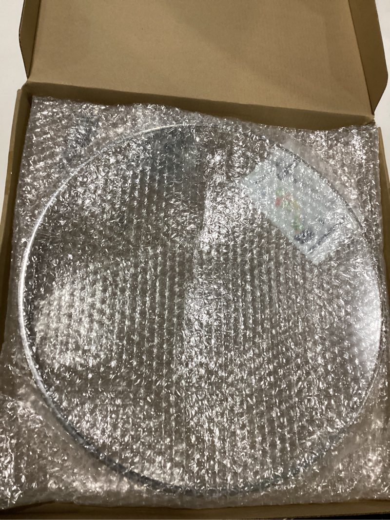 Condition photo showing As Is for 14 inch pan lid, 14'' frying pan lids, tempered glass cast iron lid for skillets, fry pan, wok pot (14 inch)