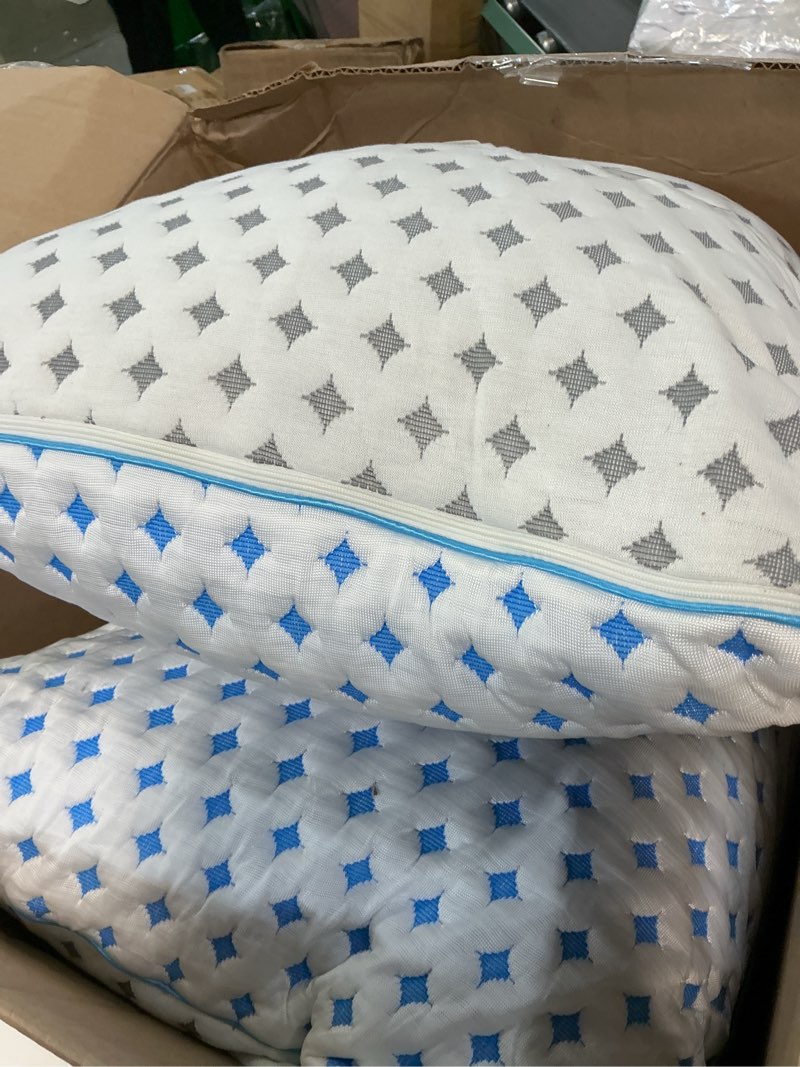 Condition photo showing Good Condition for Memory Foam Pillows 2 Pack – Adjustable Loft Cooling Pillows King Size Set of 2 for Sleeping, Firm, Supportive, and Breathable Design for Hot, Side, Back, and Stomach Sleepers King (U.S. Standard) 2